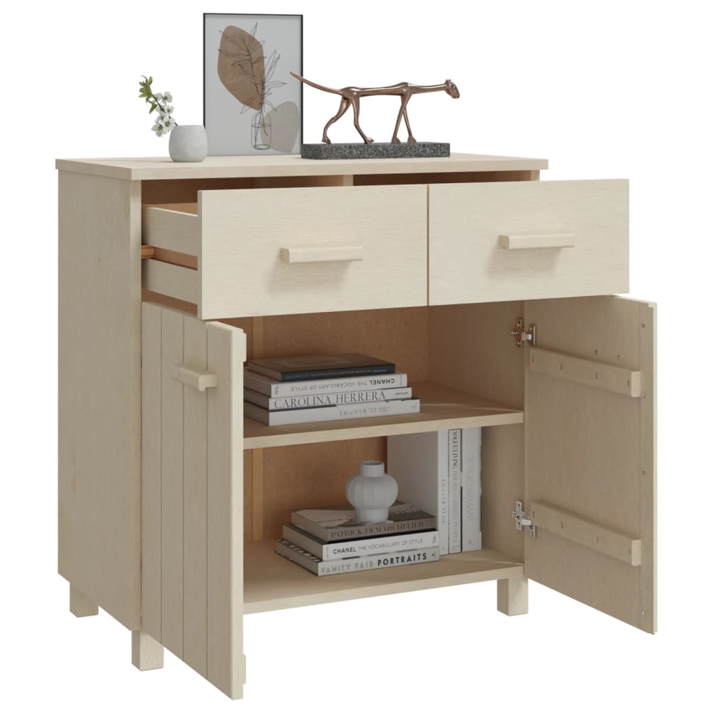 Credenza HAMAR Miele 79x40x80 cm in Legno Massello di Pino - homemem39