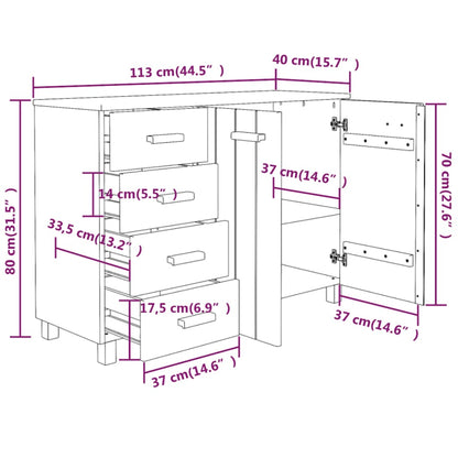 Credenza HAMAR Miele 113x40x80 cm in Legno Massello di Pino - homemem39