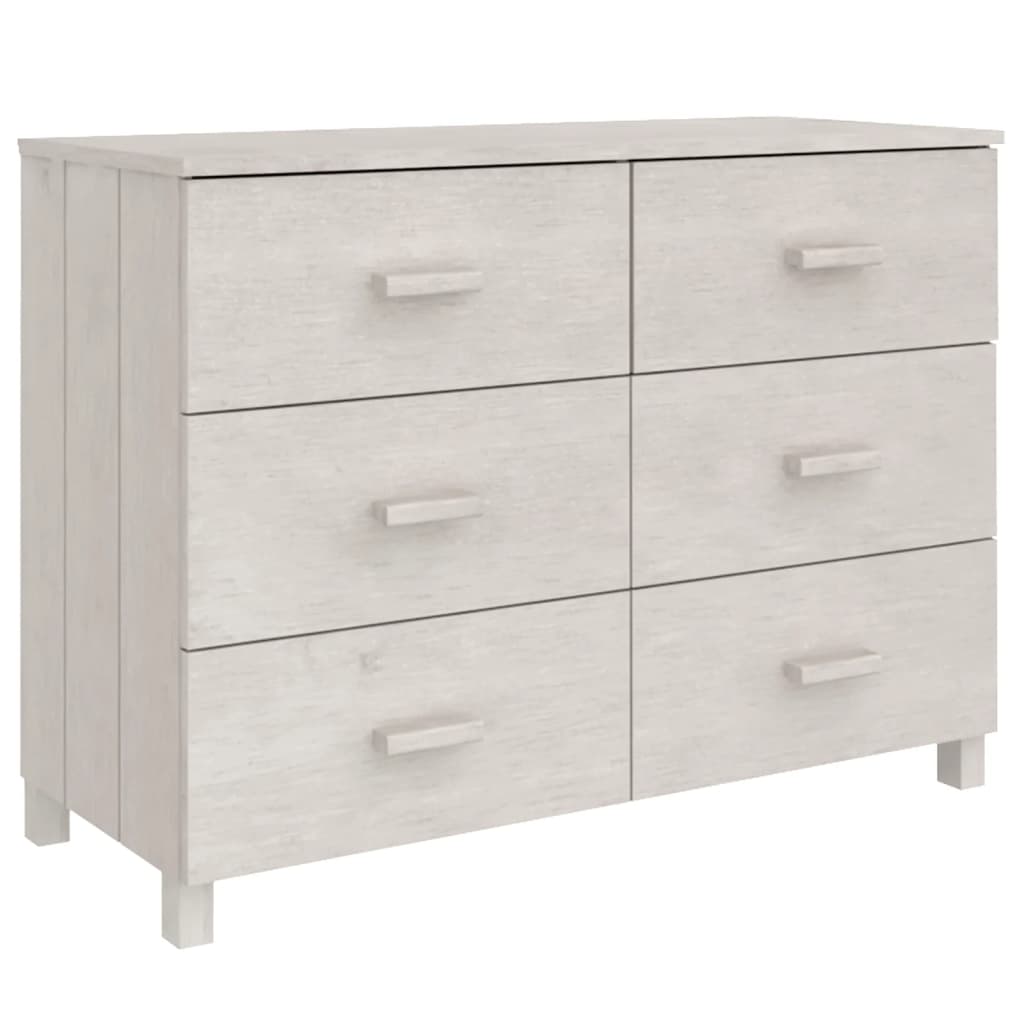 Credenza HAMAR Bianca 113x40x80 cm in Legno Massello di Pino - homemem39