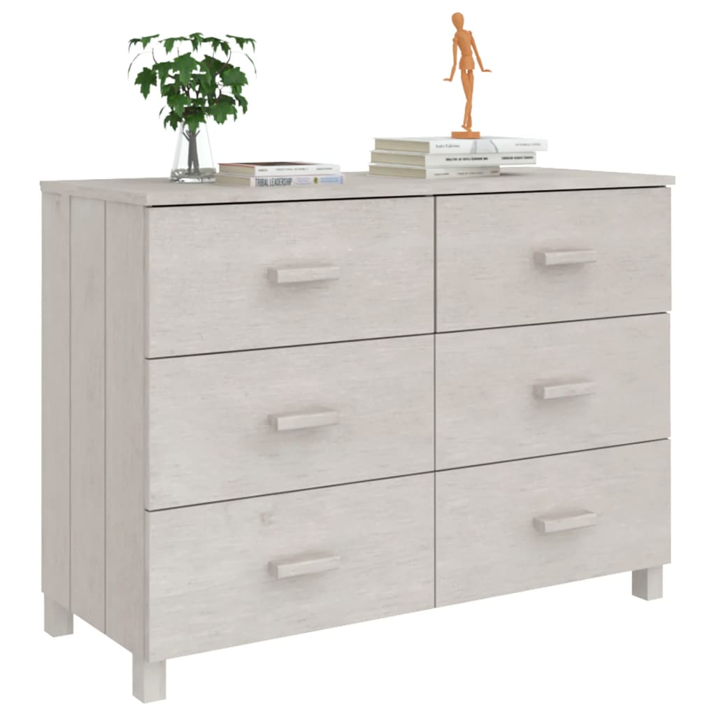 Credenza HAMAR Bianca 113x40x80 cm in Legno Massello di Pino - homemem39