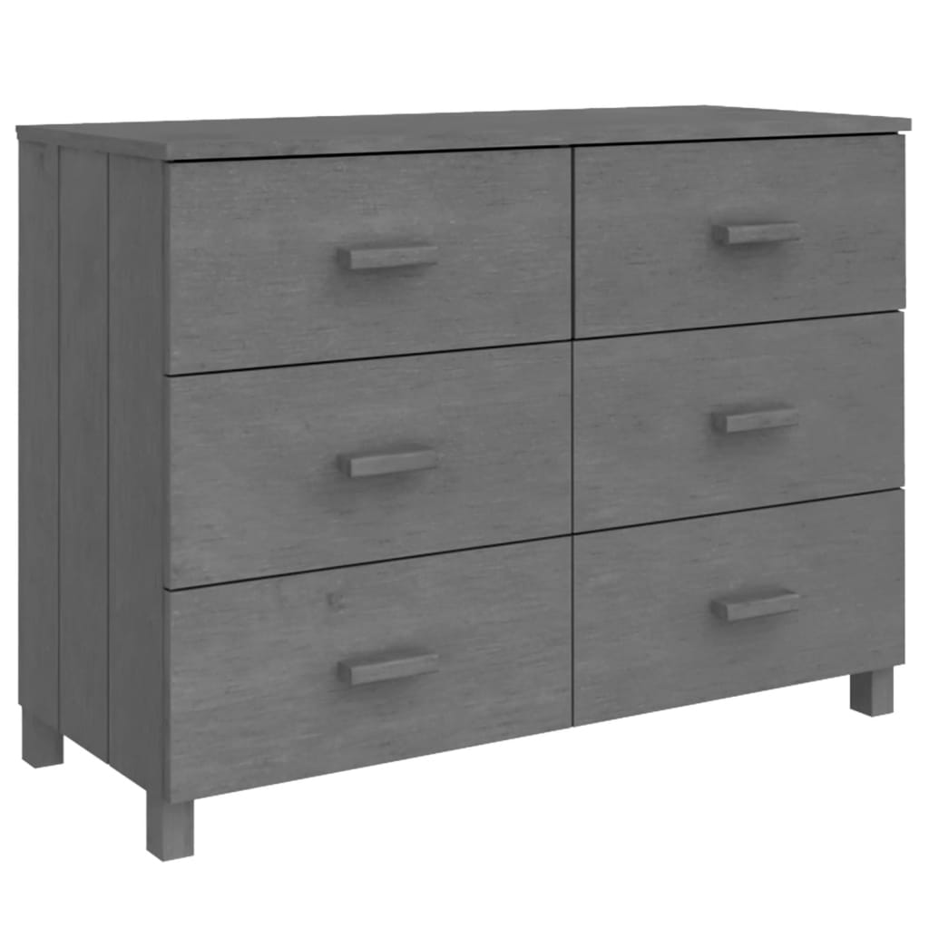 Credenza HAMAR Grigio Scuro 113x40x80 cm Legno Massello di Pino - homemem39