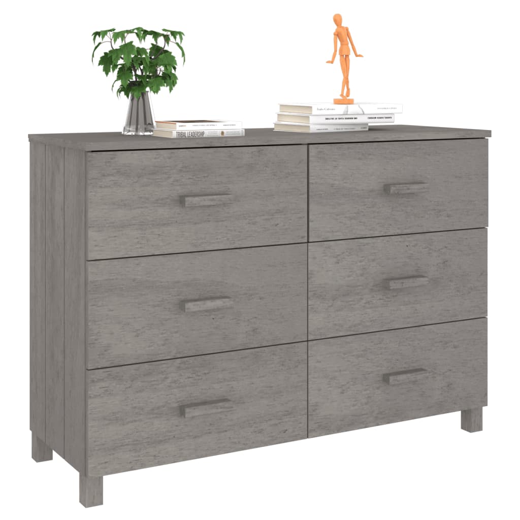 Credenza HAMAR Grigio Chiaro 113x40x80cm Legno Massello di Pino - homemem39