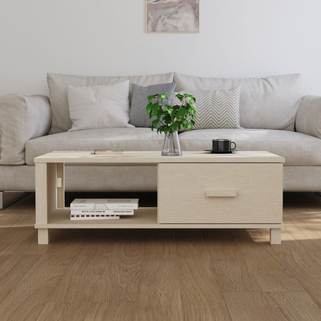 Tavolino HAMAR Miele 100x55x35 cm in Legno Massello di Pino - homemem39