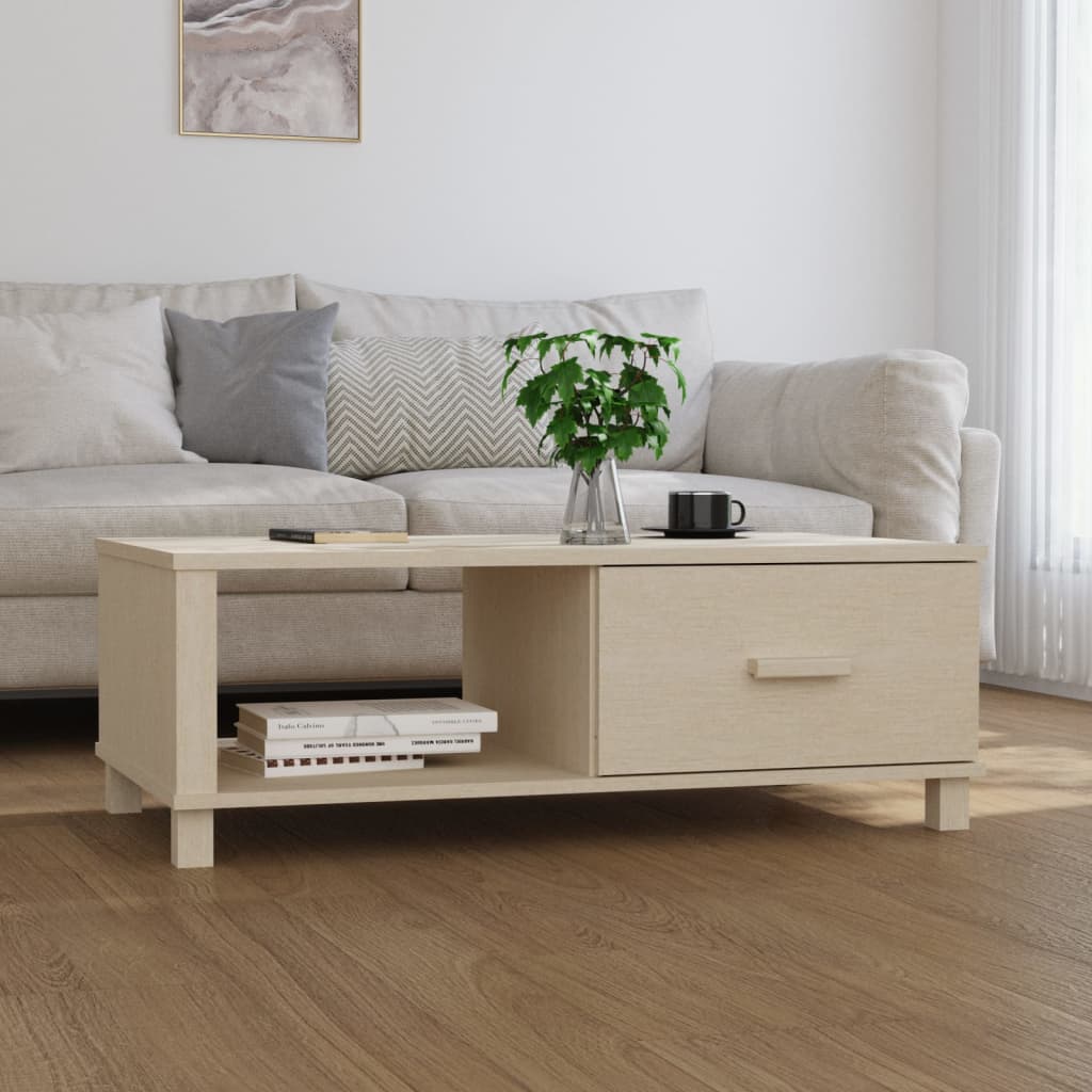 Tavolino HAMAR Miele 100x55x35 cm in Legno Massello di Pino - homemem39