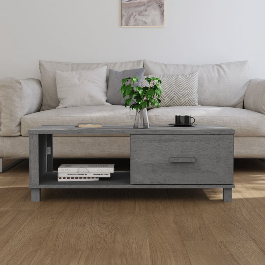 Tavolino HAMAR Grigio Scuro 100x55x35 cm Legno Massello di Pino - homemem39