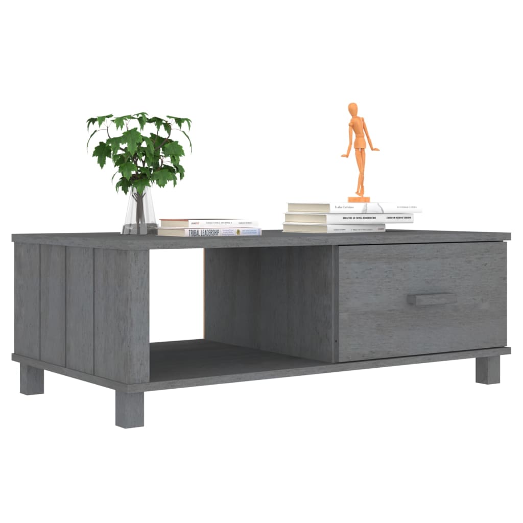 Tavolino HAMAR Grigio Scuro 100x55x35 cm Legno Massello di Pino - homemem39