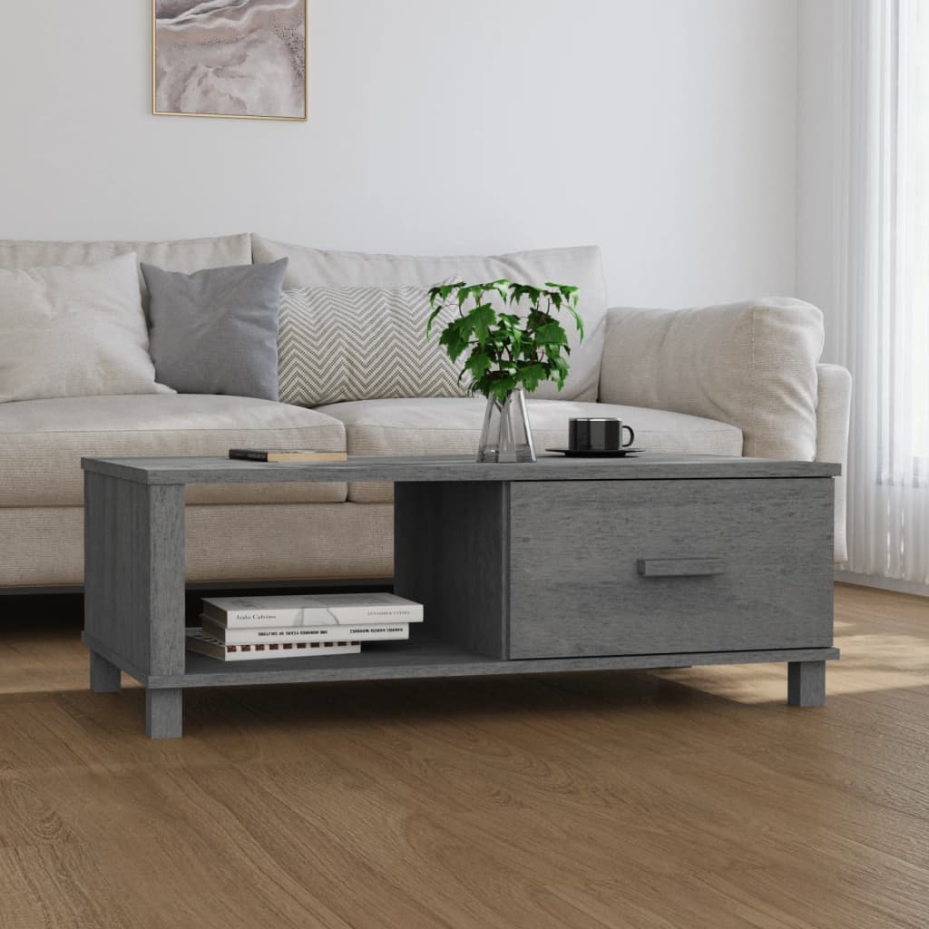 Tavolino HAMAR Grigio Scuro 100x55x35 cm Legno Massello di Pino - homemem39