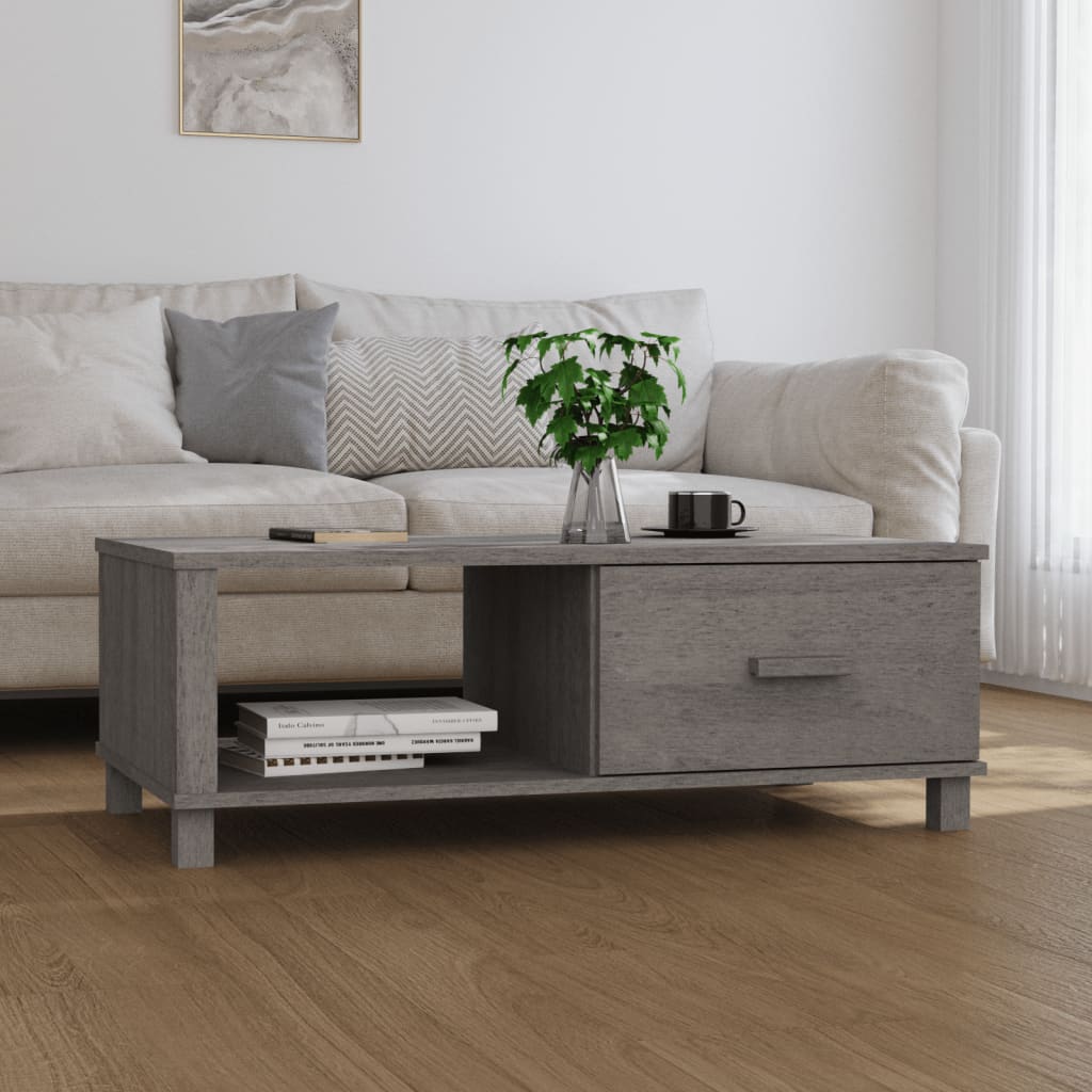 Tavolino Grigio Chiaro 100x55x35 cm in Legno Massello di Pino - homemem39