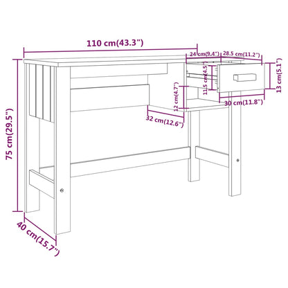 Scrivania HAMAR Grigio Scuro 110x40x75 cm in Legno di Pino - homemem39