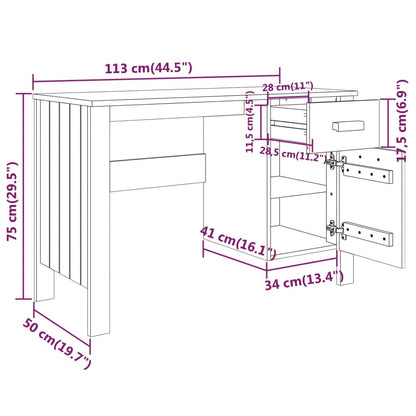 Scrivania HAMAR Miele 113x50x75 cm in Legno Massello di Pino - homemem39