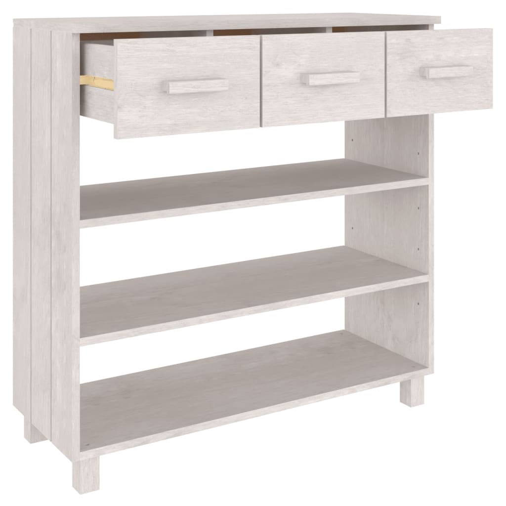 Tavolo Consolle Bianco 90x35x90 cm Legno Massello di Pino - homemem39