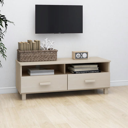 Mobile TV HAMAR Miele 106x40x40 cm in Legno Massello di Pino - homemem39