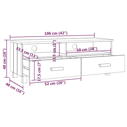 Mobile TV HAMAR Miele 106x40x40 cm in Legno Massello di Pino - homemem39