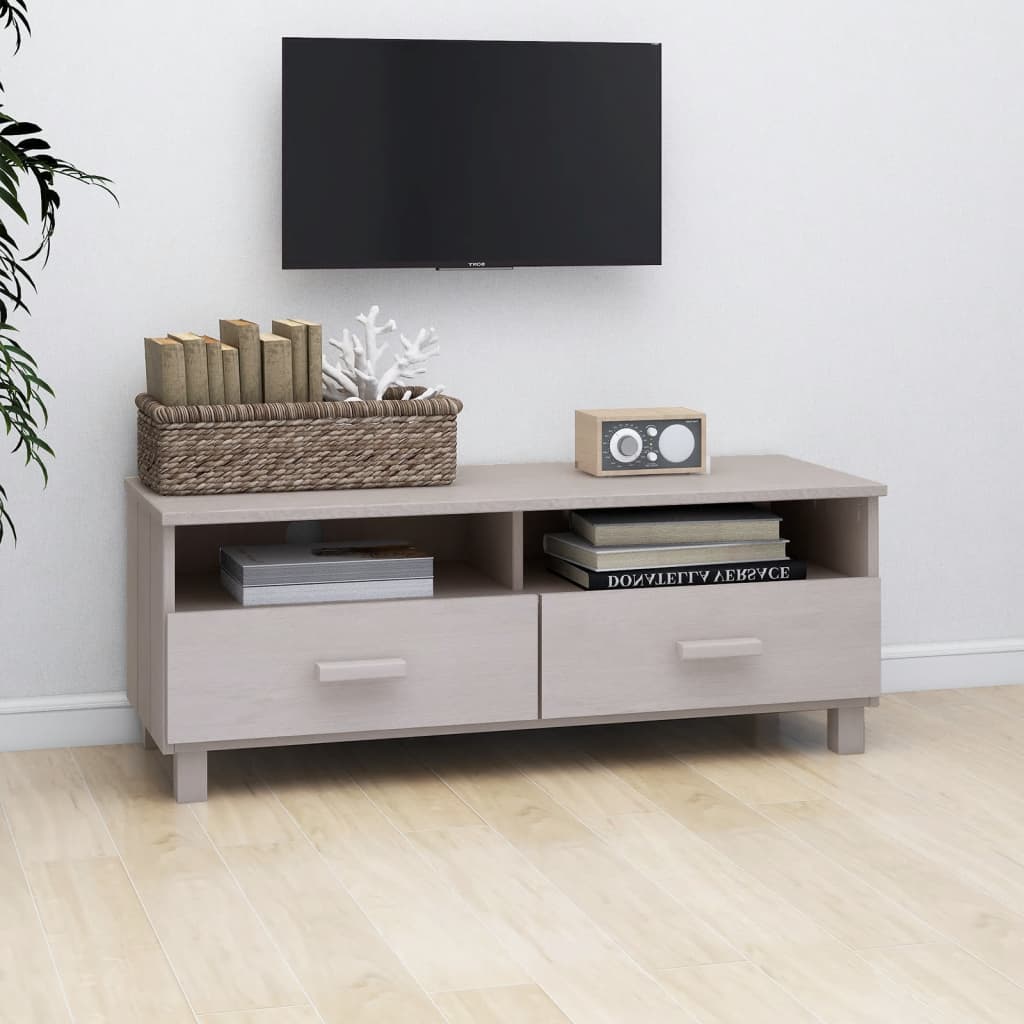 Mobile TV HAMAR Bianco 106x40x40 cm in Legno Massello di Pino - homemem39