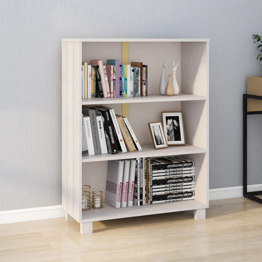 Libreria HAMAR Bianca 85x35x112 cm in Legno Massello di Pino - homemem39