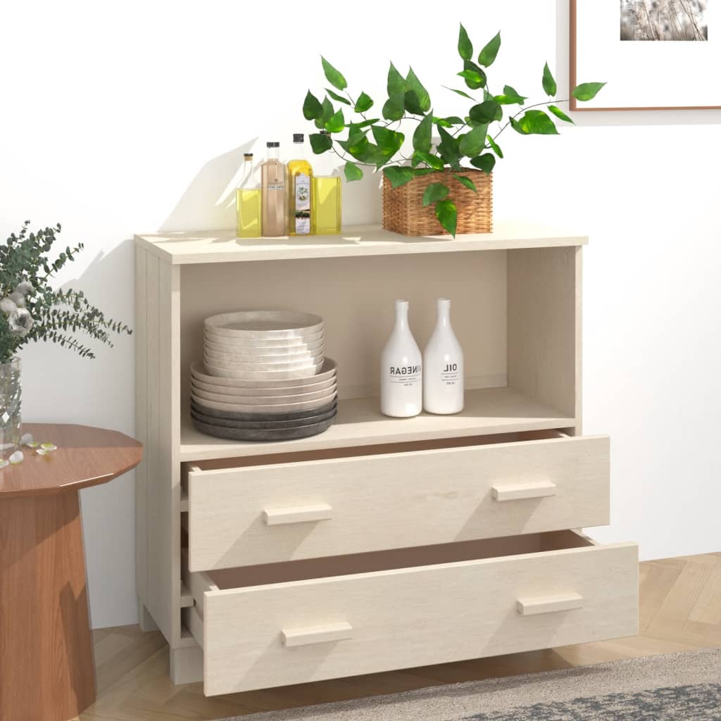 Credenza HAMAR Miele 85x35x80 cm in Legno Massello di Pino - homemem39