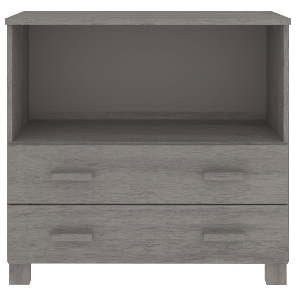 Credenza HAMAR Grigio Chiaro 85x35x80 cm Legno Massello di Pino - homemem39