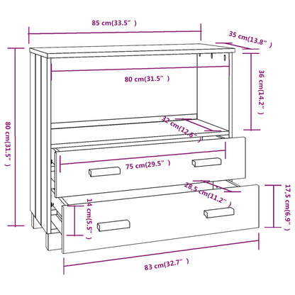 Credenza HAMAR Grigio Chiaro 85x35x80 cm Legno Massello di Pino - homemem39