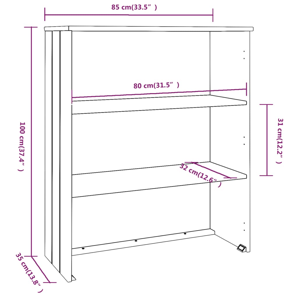 Piano Credenza HAMAR Grigio Chiaro 85x35x100 cm Legno di Pino - homemem39