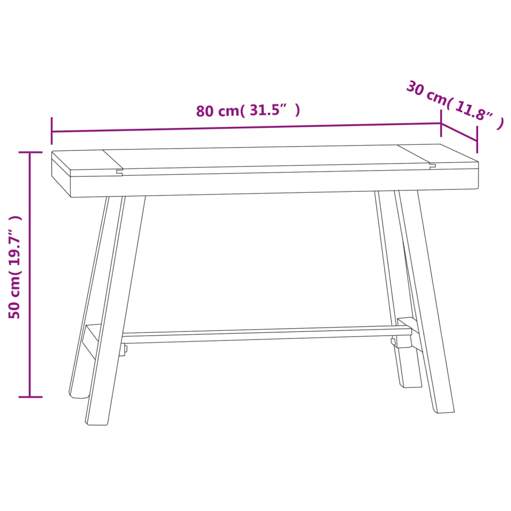 Panchina 80 cm in Legno Massello di Teak - homemem39