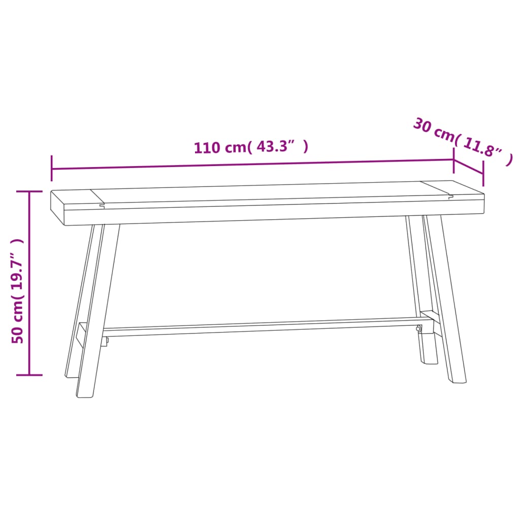 Panchina 110 cm in Legno Massello di Teak - homemem39