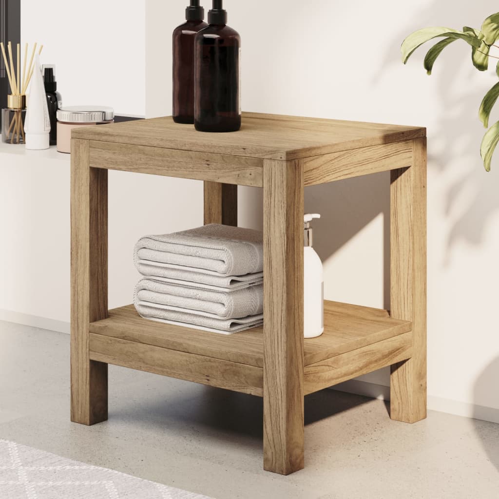 Tavolino da Bagno 45x35x45 cm in Legno Massello di Teak