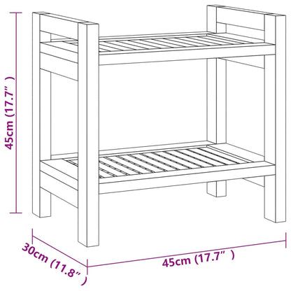 Tavolino da Bagno 45x30x45 cm in Legno Massello di Teak