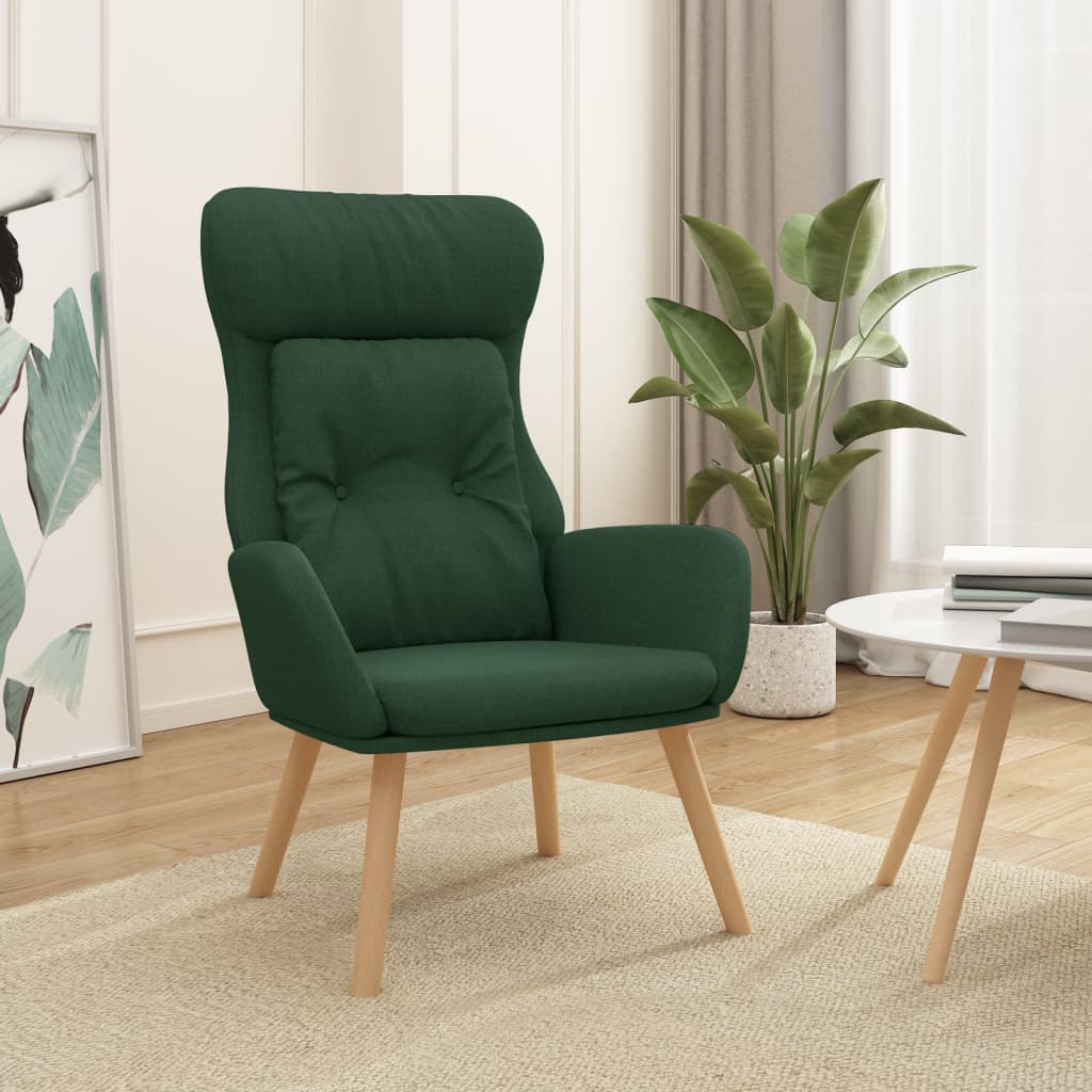 Sedia Rilassante Verde Scuro in Tessuto - homemem39