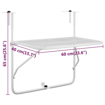 Tavolo da Balcone Bianco 60x40 cm in Acciaio - homemem39