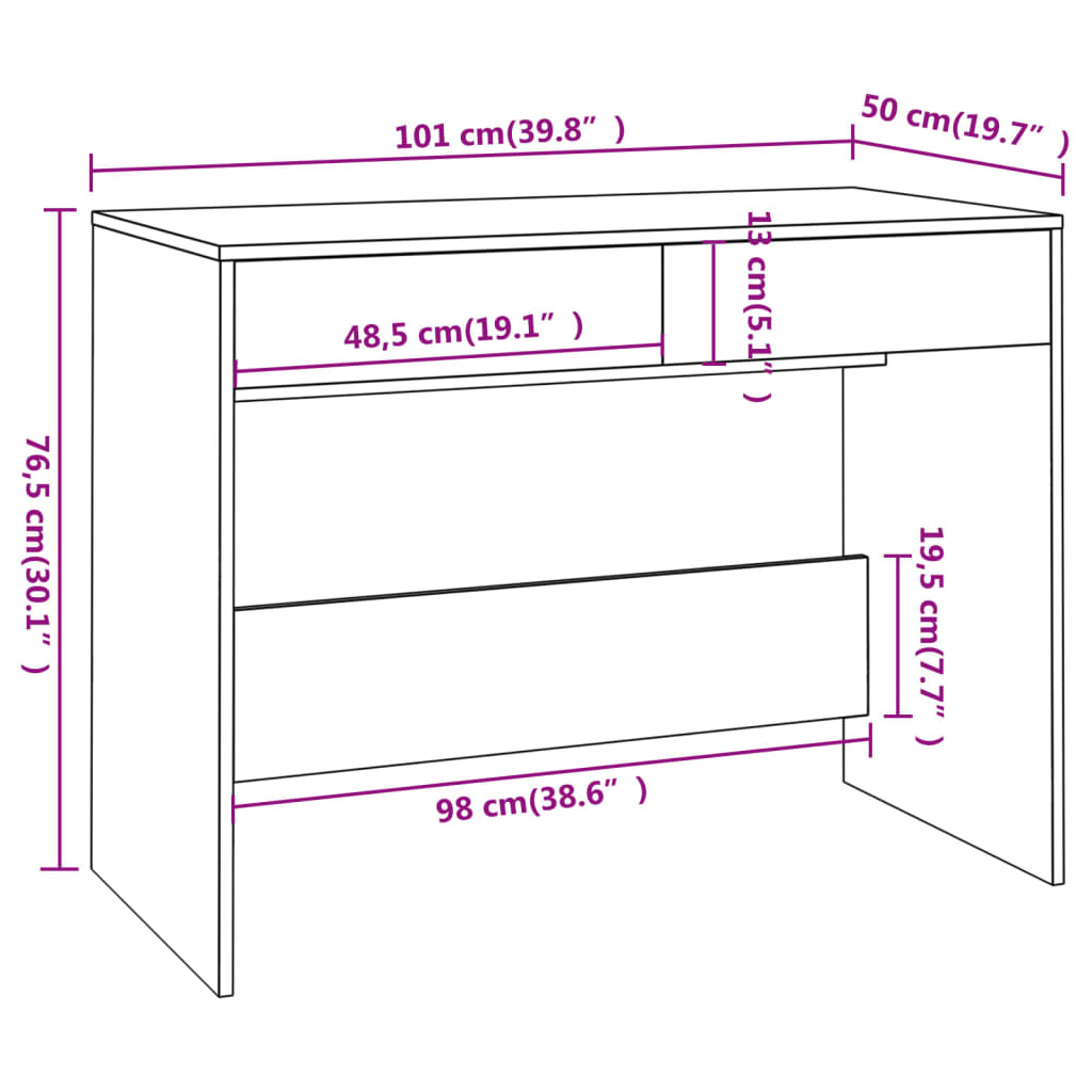 Scrivania Bianca 101x50x76,5 cm in Truciolato - homemem39