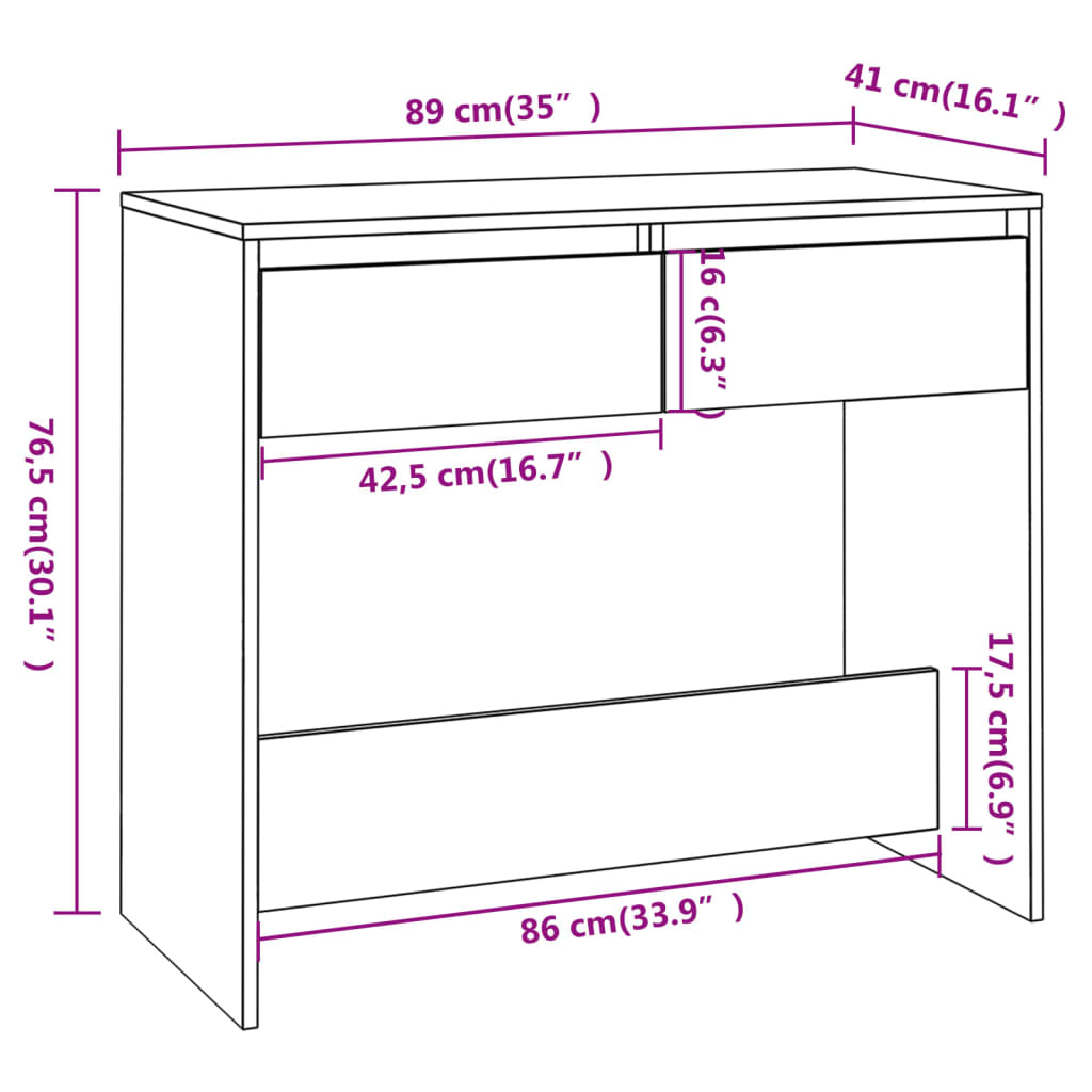 Tavolo Consolle Bianco 89x41x76,5 cm in Acciaio - homemem39