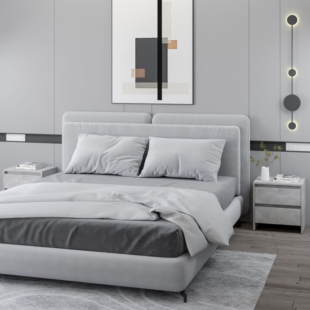 Comodini 2 pz Grigio Cemento 45x34,5x44,5 cm in Truciolato