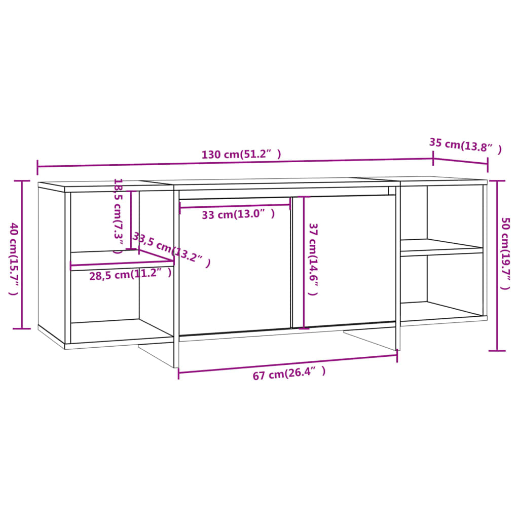 Mobile Porta TV Rovere Marrone 130x35x50 cm in Truciolato