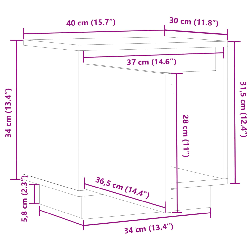 Comodini 2 pz 40x30x40 cm in Legno Massello di Pino - homemem39