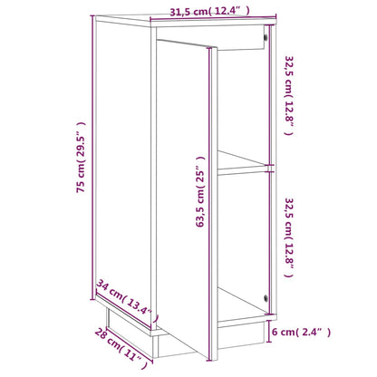 Credenza Bianca 31,5x34x75 cm in Legno Massello di Pino - homemem39