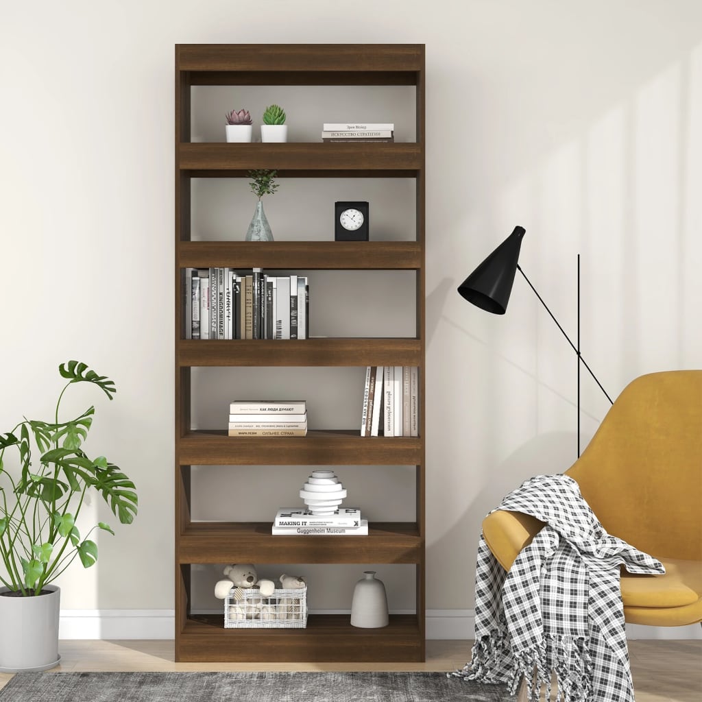 Libreria/Divisorio Rovere Marrone 80x30x198 cm in Truciolato - homemem39