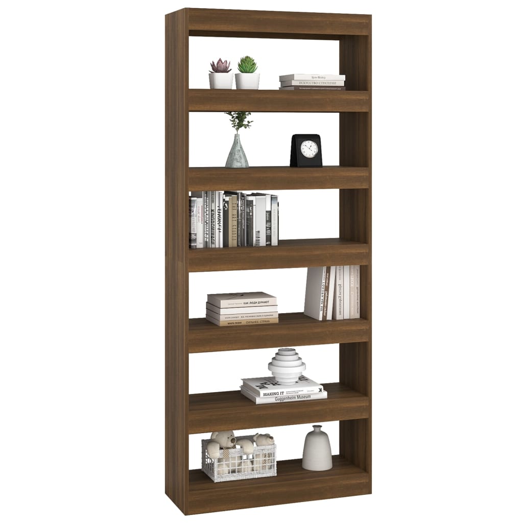 Libreria/Divisorio Rovere Marrone 80x30x198 cm in Truciolato - homemem39