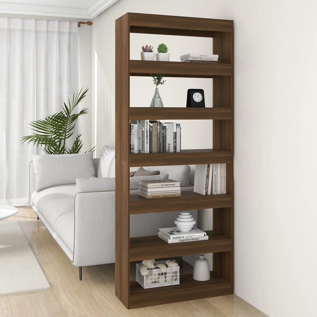 Libreria/Divisorio Rovere Marrone 80x30x198 cm in Truciolato - homemem39