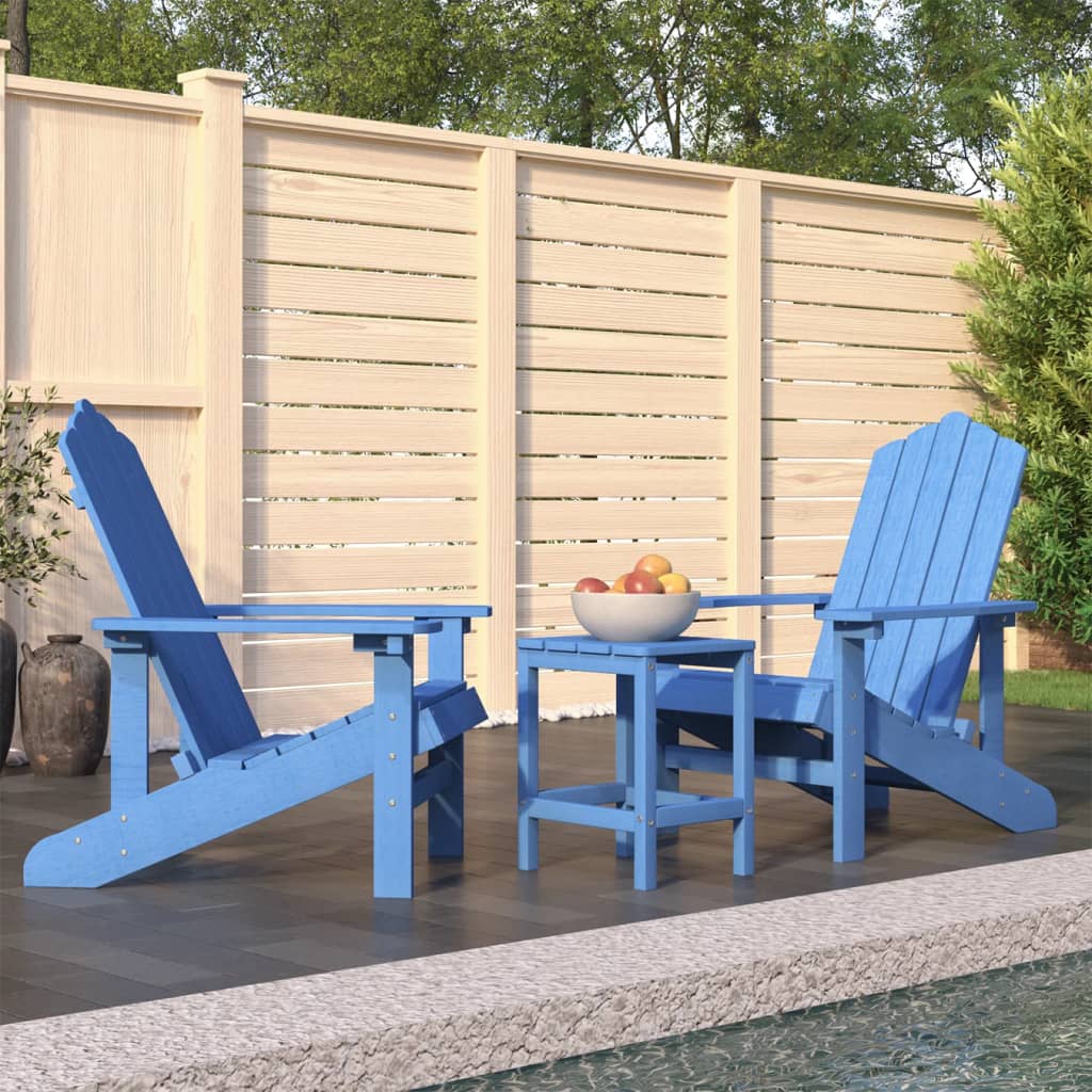 Sedie da Giardino con Tavolo Adirondack in HDPE Blu Acqua