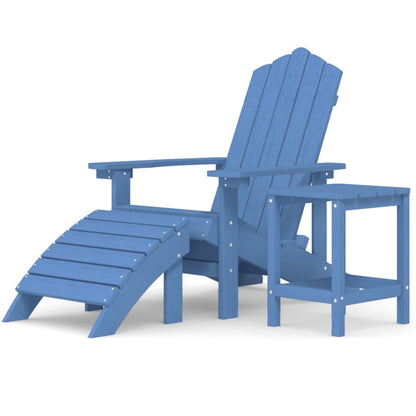 Sedia Giardino Poggiapiedi e Tavolo Adirondack HDPE Blu Acqua - homemem39