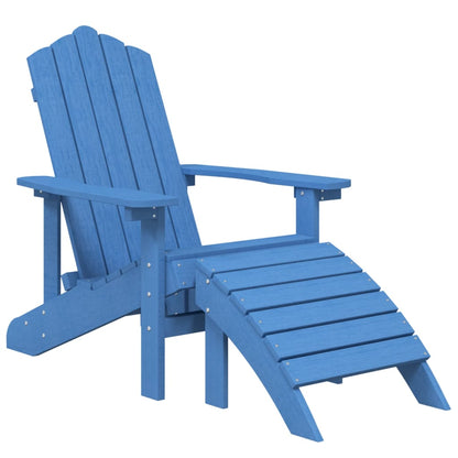 Sedia Giardino Poggiapiedi e Tavolo Adirondack HDPE Blu Acqua - homemem39