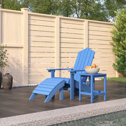 Sedia Giardino Poggiapiedi e Tavolo Adirondack HDPE Blu Acqua - homemem39