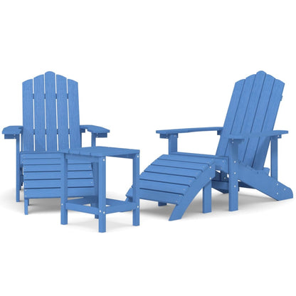 Sedie Giardino Poggiapiedi e Tavolo Adirondack HDPE Blu Acqua - homemem39