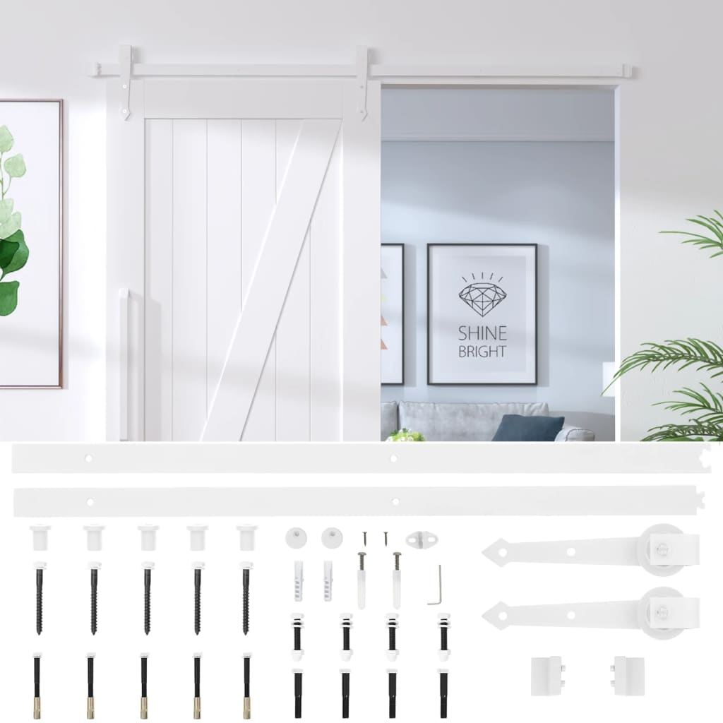 Kit Accessori per Porta Scorrevole 183 cm in Acciaio Bianco - homemem39