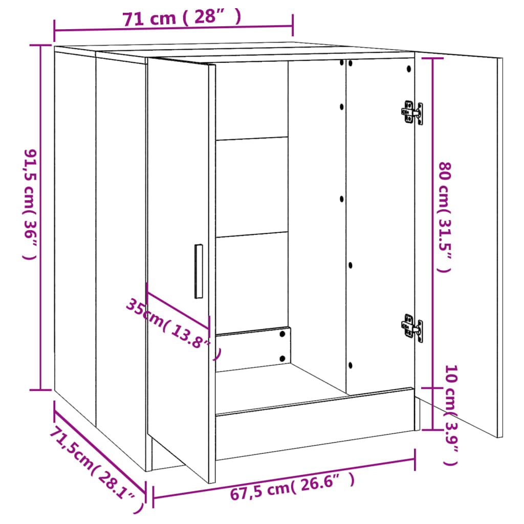 Mobile per Lavatrice Grigio Sonoma 71x71,5x91,5 cm - homemem39