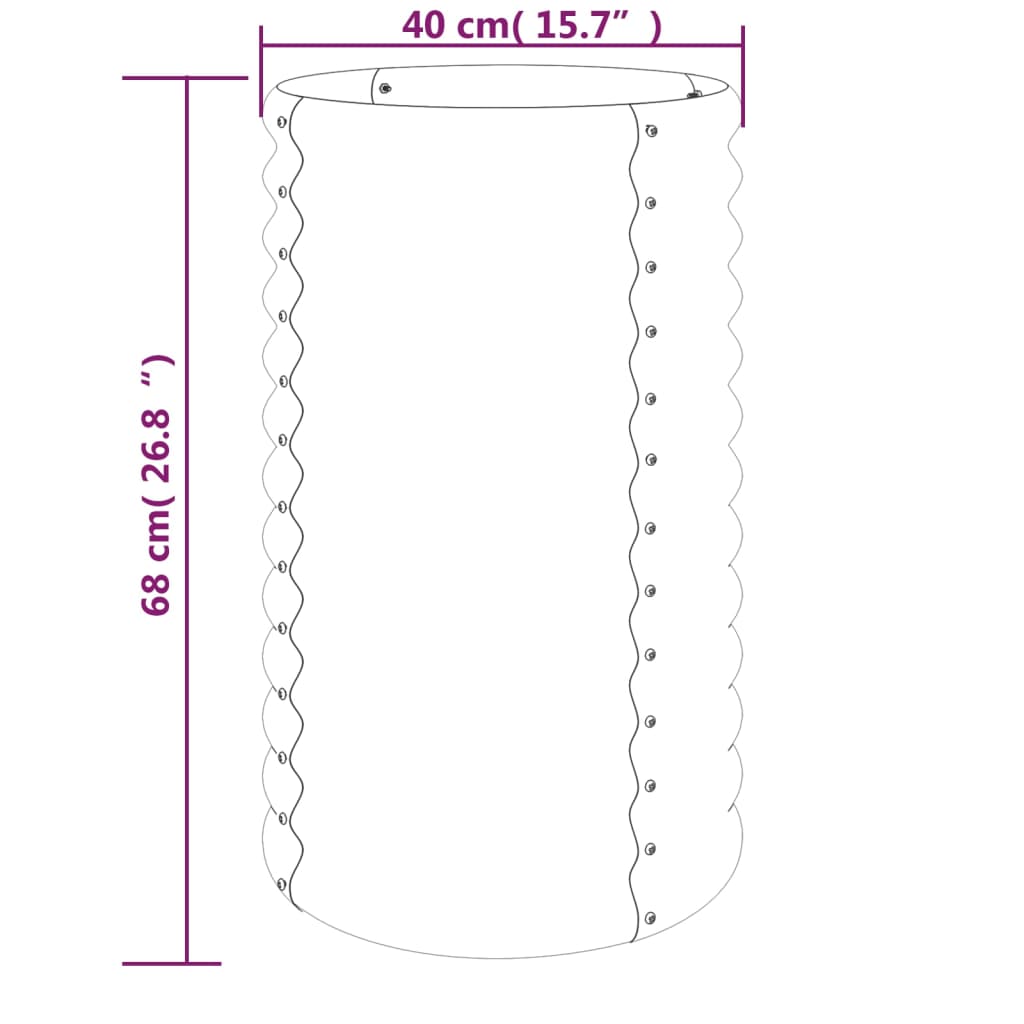 Vaso da Giardino Acciaio Verniciato a Polvere 40x40x68 cm Verde