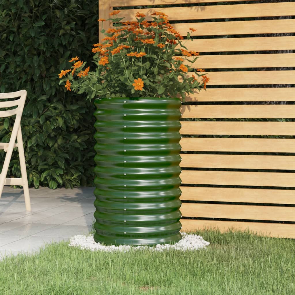 Vaso da Giardino Acciaio Verniciato a Polvere 40x40x68 cm Verde - homemem39