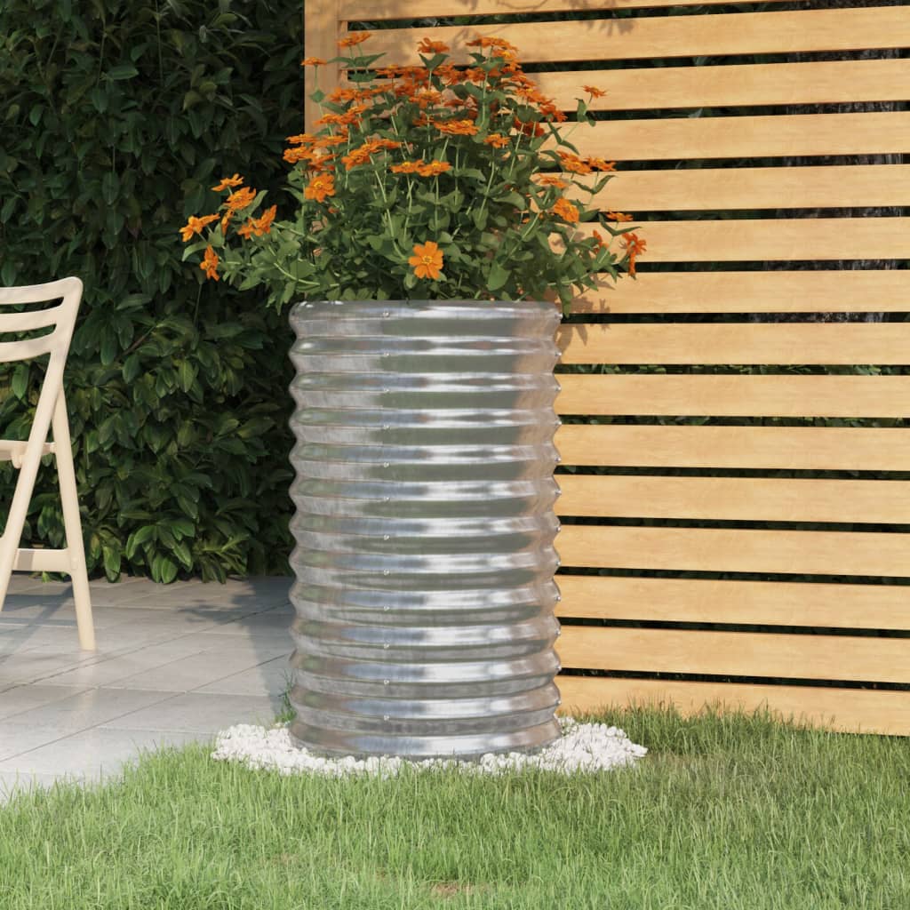 Vaso Giardino Acciaio Verniciato a Polvere 40x40x68 cm Argento