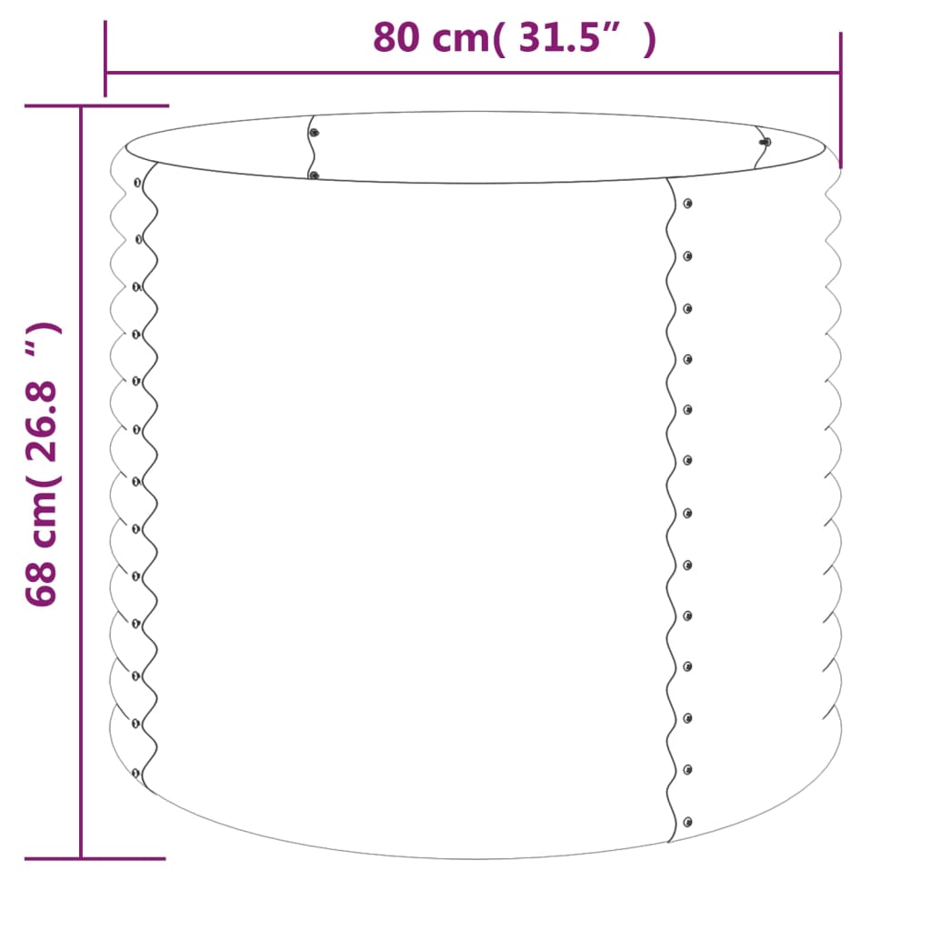 Vaso Giardino Acciaio Verniciato Polvere 80x80x68 cm Antracite - homemem39