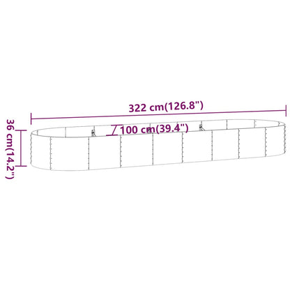 Letto Giardino Acciaio Verniciato Polvere 322x100x36cm Argento